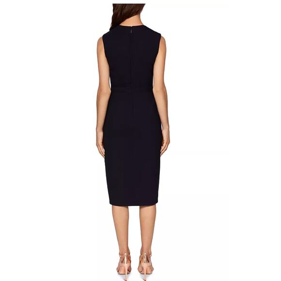 Ted Baker Sleeveless Wool Cerisad Faux-Wrap Sheath Dress in Deep Indigo size 2 - Picture 7 of 7